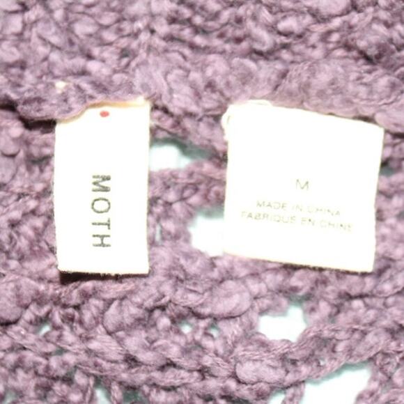 Moth by Anthropologie Dusty Plum Open Stitch Cocoon Cardigan Women’s Medium - Picture 4 of 4